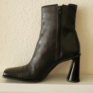 Black leather booties
